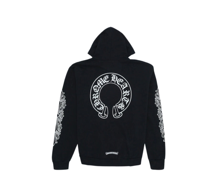 Chrome Hearts Horse Shoe Floral Hoodie Black