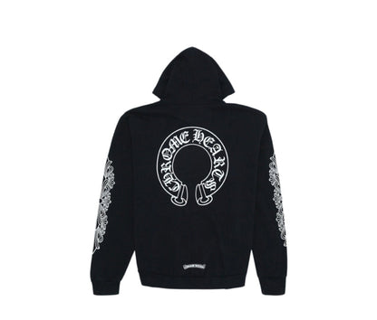 Chrome Hearts Horse Shoe Floral Hoodie Black