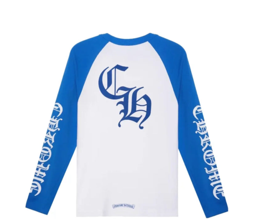 Chrome Hearts CH Baseball Shirt White/Blue CH